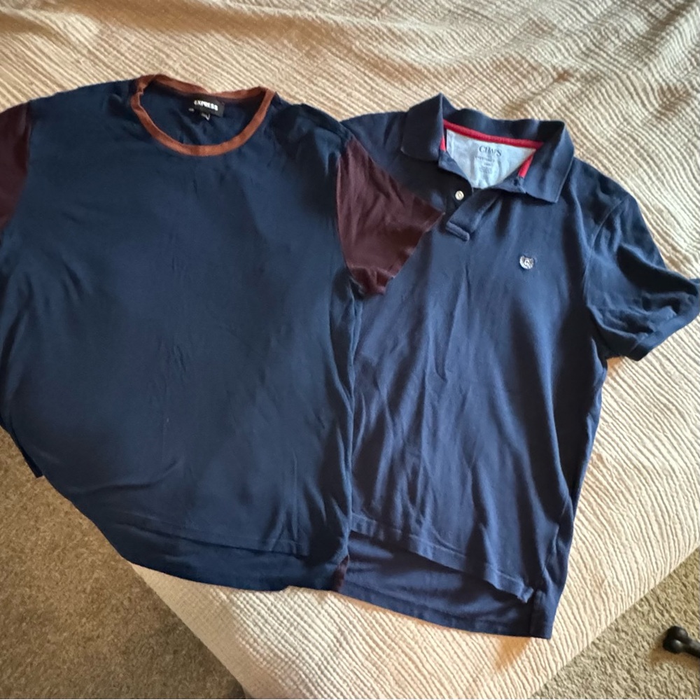 2 for $10. Men’s Navy Casual Shirts. Size Large